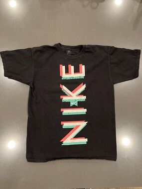Nike Black Tee with Mint and Coral Vertical Logo